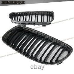 For 2009 2010 2011 Bmw E90 E91 LCI Dual Slant Gloss Black Grille Carbon Fiber