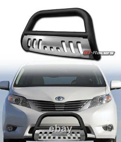 For 2011-2020 Toyota Sienna Matte Blk Bull Bar Bumper Grill Grille Guard withSkid