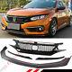 For 2016-18 Honda Civic Ctr Style Front Bumper Lip Spoiler + Honeycomb Blk Grill