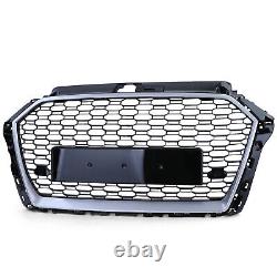 For Audi A3 8V 2016-20 radiator grille sports grill honeycomb grille black gloss silver