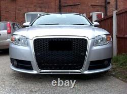 For Audi A4 B7 honeycomb grill radiator grille sports front grill black silver mesh