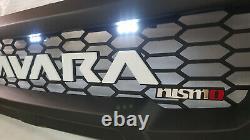 Front Grill For Nissan Navara Np300 2015-2020 White Leds Matt Blk White Logo