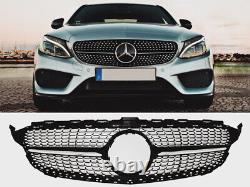 Front radiator grille diamond black for Mercedes Benz C-Class W205 14-18 from ABS