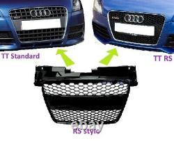 Gloss Black Front Conversion Grille RS style for Audi TT 2008-14 8J Honeycomb