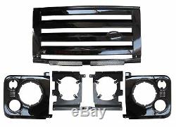 Gloss Black SVX style front grille kit for Land Rover Defender 90 110 60th new