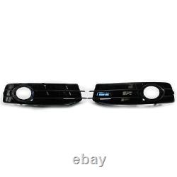 Gloss Blk Front Bumper Fog Light Grille Grill Cover For Audi A3 8P S-Line 09-13