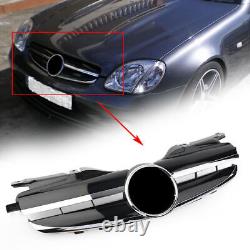 Grille Grill For Mercedes Benz R170 W170 AMG SLK Class 1998-04 2-PIN Chrome+BLK