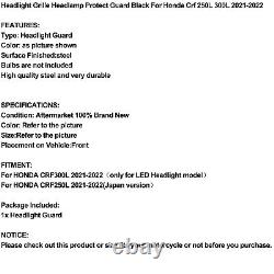 Headlight Grille Headlamp Protect Guard Black For Honda Crf 250L 300L 2021-22 H6