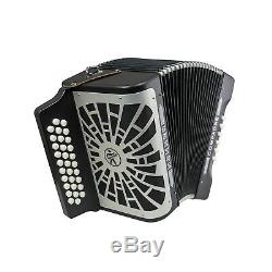 Hohner Compadre Diatonic Accordion, Keys of F, Bb, & Eb, Black with Silver Grill