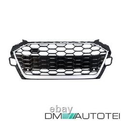 Honeycomb grill radiator grille black silver matte fits Audi A4 B9 from 2019 S-Line