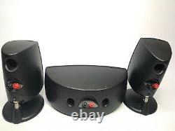 Lot of 3 KLIPSCH Quintet III QUIN3BK Black Surround Sound Speakers Stands Grills