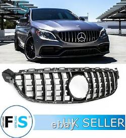 Mercedes C Class W205 C205 A205 C63 Only Front Gt Grille Chrome Gloss Blk 14-18