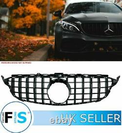 Mercedes C Class W205 C205 A205 Front Lip, Gt Style Grille Gloss Blk No Camera