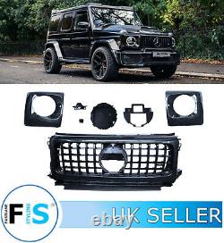 Mercedes G Class W463a Gt Style Grille & Head Light Cover With Cam Gloss Blk 19+