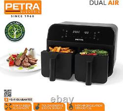 PETRA Dual 7.4L Air Fryer Removable Double Drawer Non-Stick Cooking 2 XL Frying
