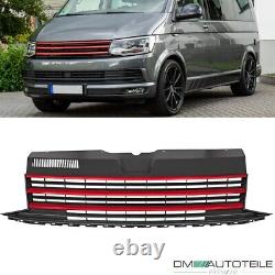 Radiator grille clean black + red strips wide fits VW T6 from 2015-2019