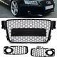 Radiator Grille Honeycomb Design High Gloss Black + Grille For Audi A5 8t 07-11 S-line S5