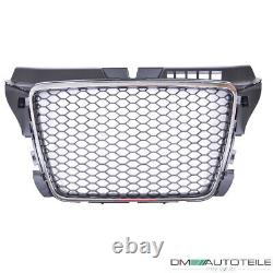 Radiator grille honeycomb grill black chrome for Audi A3 8P facelift 08-13 for parking aid