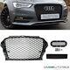 Radiator Grille Honeycomb Grill High Gloss + Holder Fits Audi A3 8v 12-16 Also Rs3