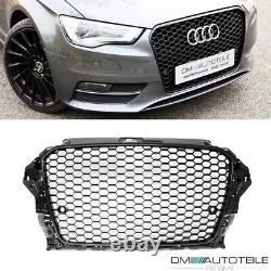 Radiator grille honeycomb grill high gloss + holder fits Audi A3 8V 12-16 also RS3