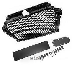 Radiator grille sport black with emblem and license plate holder for the Audi A3 8V