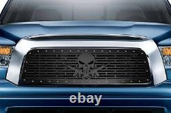 SKULL With AR-15 Grille for 07-09 Tundra Aftermarket Steel Grill Black +SS Rivets