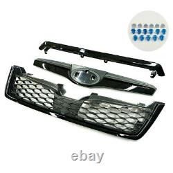 STI Style Black Front Radiator Grille Grill For 14-18 Subaru Forester Upper Trim