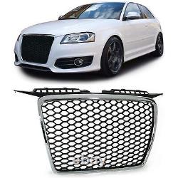 Sport radiator grille honeycomb grill black chrome for Audi A3 8P 05-08