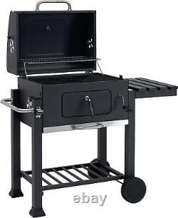 Tepro Outdoor Garden BBQ Charcoal Grill Stainless Steel Side Shelf &Wheels Black