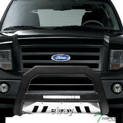 Topline For 2004-2020 Ford F150 AVT Aluminum LED Bull Bar Guard -Matte Blk/Skid