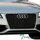 Topline For 2012-2014 Audi A7 Rs-honeycomb Mesh Front Bumper Grille Blk/chrome