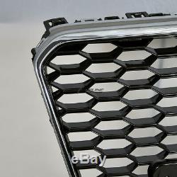 Topline For 2012-2014 Audi A7 RS-Honeycomb Mesh Front Bumper Grille Blk/Chrome