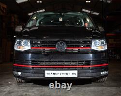 VW Transporter T6 (2015 2019) Badged Grille Gloss Black with Red Strip