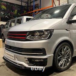VW Transporter T6 (2015 2020) Badgeless Grille in Matte Black with Red Strips