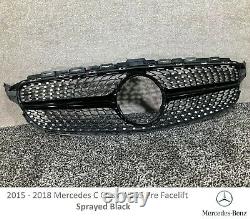 2015 2018 Véritable Mercedes W205 C Classe Amg Grill De Diamant Grille Pulvérisée Blk
