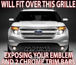 Black 2011-2015 Ford Explorer Snap On Grille Overlay Full Front Grill Couvre Nouveau