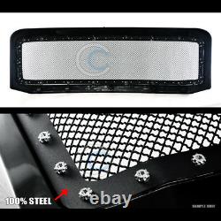 Fit 05-07 Ford F250/f350 Superdustrial Blk Rivet Steel Wire Mesh Front Bumper Grille