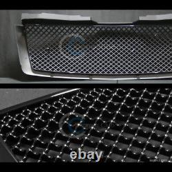 Fit 07-14 Chevy Tahoe/suburban/avalanche Glossy Blk Mesh Front Bumper Grille Abs