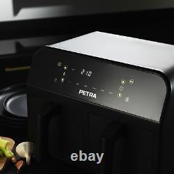 Friteuse à air double tiroir non-adhésive Petra avec affichage LED, 6 réglages prédéfinis, 7,4 L, 2400 W