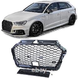 Grille De Radiateur De Sport En Nid D'abeille Gril Noir Brillant Pour Audi A3 8v 16-20 Avec Acc