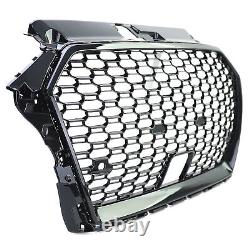 Grille De Radiateur De Sport En Nid D'abeille Gril Noir Brillant Pour Audi A3 8v 16-20 Avec Acc