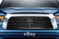 Grille Sur Mesure Skull Pour 07-09 Tundra Aftermarket Steel Grill Black + Ss Rivets