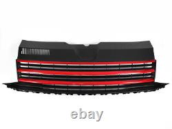 Grille de calandre de radiateur noire rouge aspect sportif à 3 barres pour VW bus T6 année 15-19