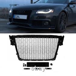 Grille de radiateur en nid d'abeille noir brillant pour Audi A4 B8 de 08-12, sans RS4