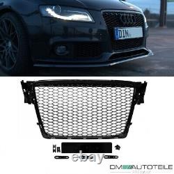 Grille de radiateur en nid d'abeille noir brillant pour Audi A4 B8 de 08-12, sans RS4