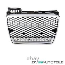 Grille de radiateur en nids d'abeilles, couleur argent noir brillant, adaptée pour Audi A4 B7 04-08, sauf RS4.