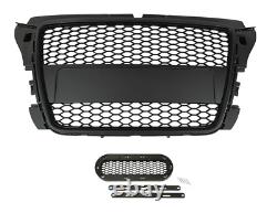 Grille de radiateur grille nid d'abeille gril avant noir brillant pour Audi A3 8P support d'emblème