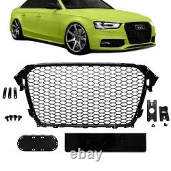 Grille de radiateur, grille nid d'abeille noire brillante adaptée pour Audi A4 B8 11-15 + accessoires