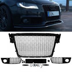 Grille de radiateur nid d'abeille noir + grille de feux antibrouillard seulement pour Audi A4 B8 08