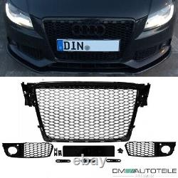 Grille de radiateur nid d'abeille noir + grille de feux antibrouillard seulement pour Audi A4 B8 08